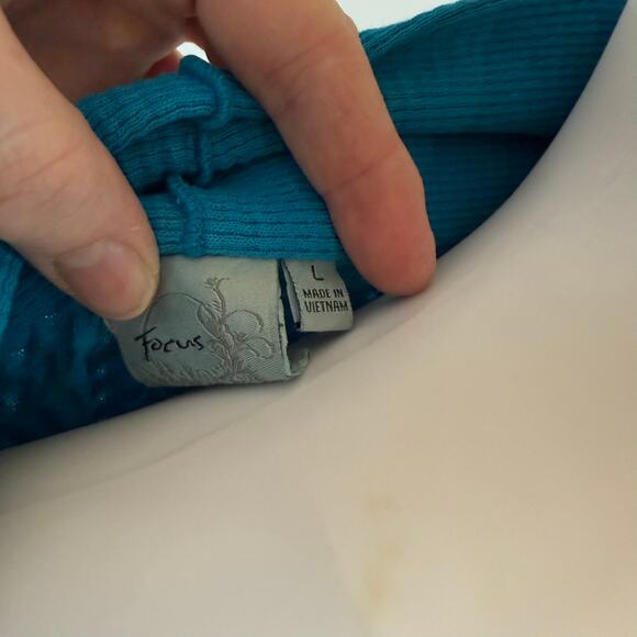 Focus Fashions Textured Open Front Cotton Cardigan Jacket Size Large Teal - Picture 6 of 8